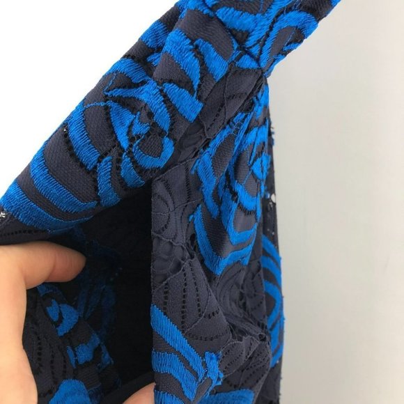 Alice + Olivia NWT Black Blue Nelly rose print mini dress open back size 0 - Picture 13 of 16